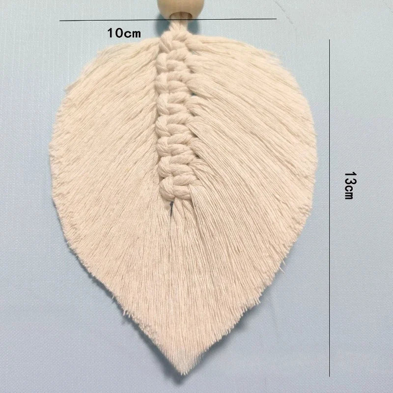 Boho Home Decoration, Macrame Tapestry Macrame Leaf Feather Wall Hanging Decor for Living Room Bedroom, Boho Wall Art Home Decor