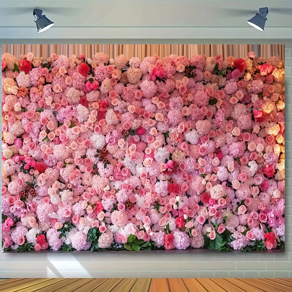 Wedding Flowers Curtain Backdrop Bridal Shower Engagement Ceremony Party Photography Background Wall Decor Photo Studio Props