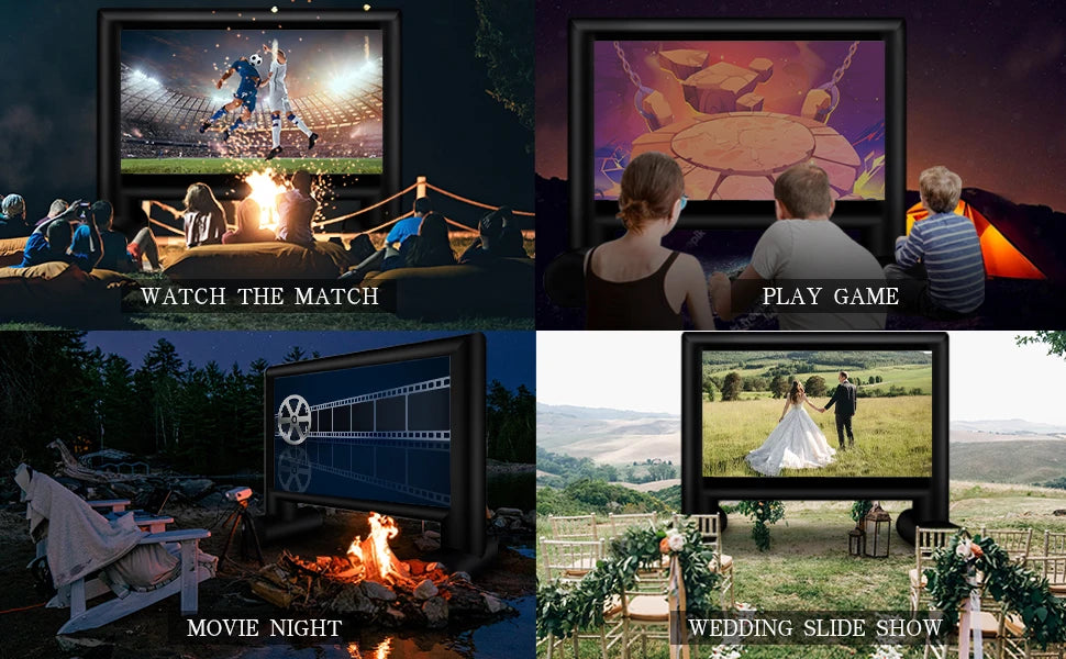 Outdoor 14-30Ft Inflatable Movie Screen with Stand Frame Movie Screen Use in Combination with blower