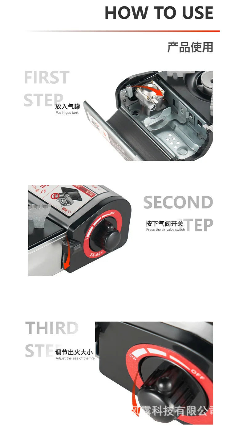 Outdoor Mini Gas Cooker Camping Hiking Picnic Portable Stove Fishing Hunting Cassette Warmer Barbecue BBQ Cooking Kitchen