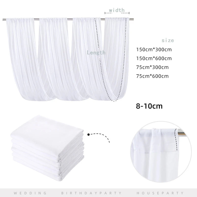 Wedding Arch Drape Roof Ceiling Decor Sheer White Drapes Fabric Gauze Tulle Curtain for Party Ceremony Stage Hotel Decoration