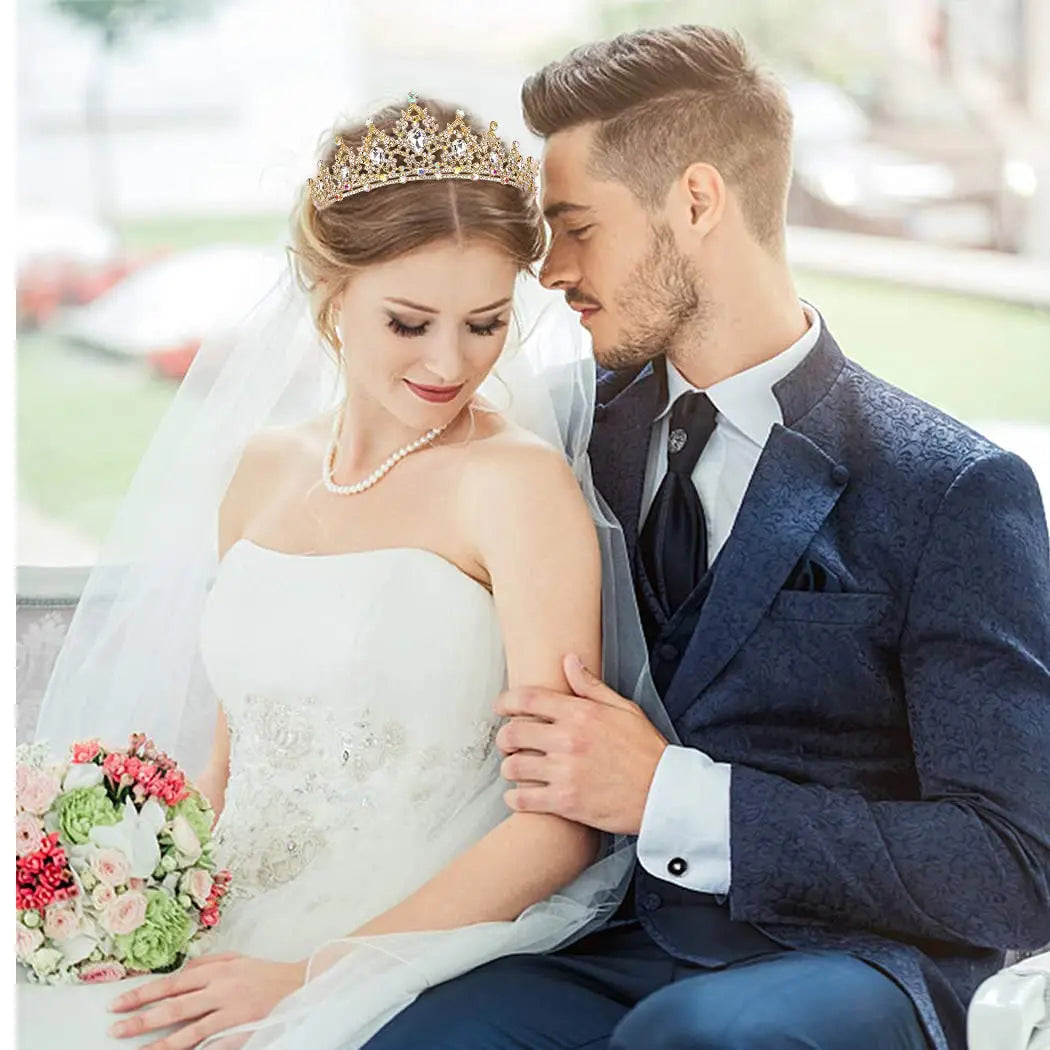 3pcs set Bridal Bride Crystal Tiaras Crowns Earrings Necklace Jewelry Set Rhinestone Wedding Hair Accessories for Women