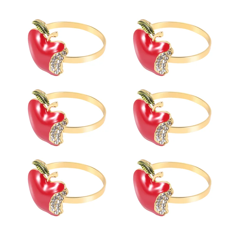A05E-Napkin Rings Set Of 6, Red  Napkin Ring For Wedding, Dinner Party, Banquet, Serviette For Christmas, Birthday