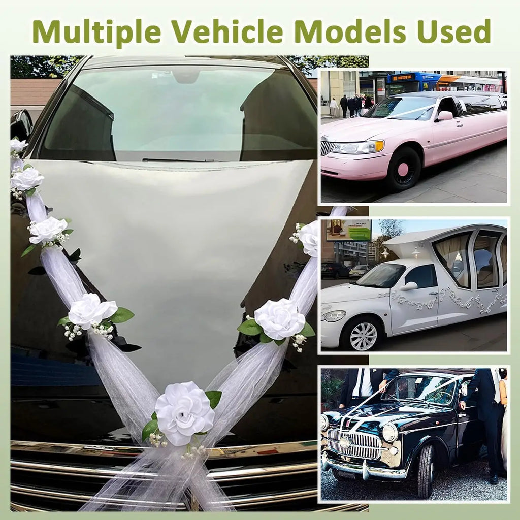 WEDDING CAR DECORATION ARTIFICIAL FLOWERS DECORATION FOR WEDDING CAR, WHITE