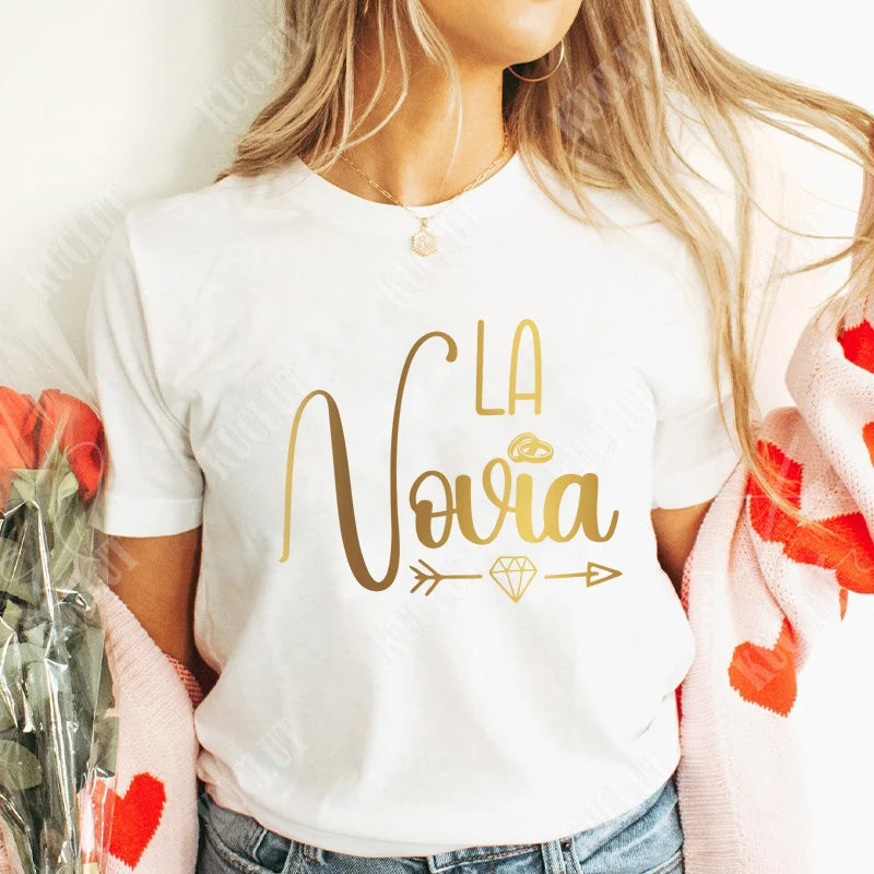 Spanish Girls Bachelorette Hen Party Tshirt Team Bride Squad Tops Women Single Farewell T-Shirt Bridal Shower Wedding Party Tees