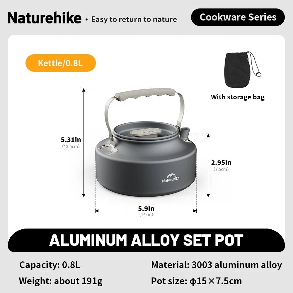 Naturehike Camping Cookware Kit Outdoor Frying Pan Portable Kettle Foldable Picnic Tableware Kitchen Utensils Cooking Utensils