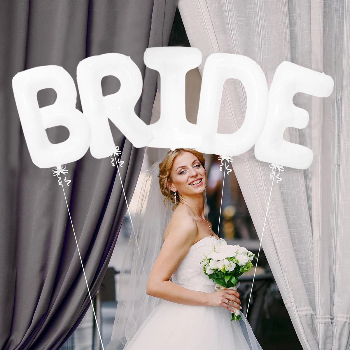 32Inch Giant Bride Balloons Set - Bachelorette Party Decorations Bride Balloons for Bridal Wedding Shower Decorations