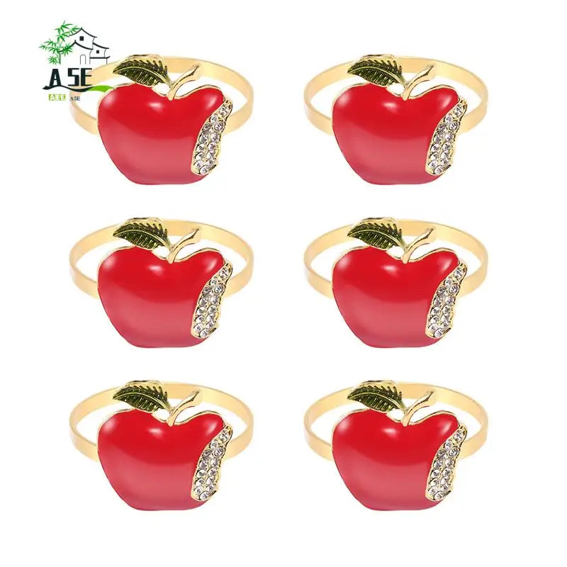 A05E-Napkin Rings Set Of 6, Red  Napkin Ring For Wedding, Dinner Party, Banquet, Serviette For Christmas, Birthday