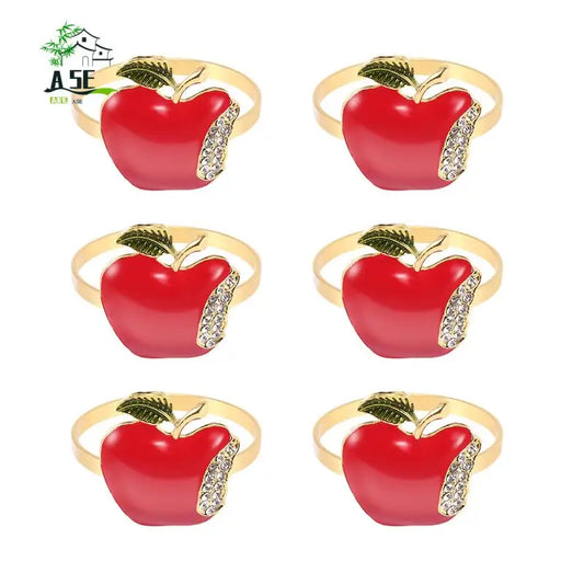 A05E-Napkin Rings Set Of 6, Red  Napkin Ring For Wedding, Dinner Party, Banquet, Serviette For Christmas, Birthday