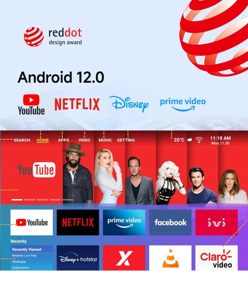 Lenovo Portable 4K Projector 100M Android 12 WIFI 6 TOF No-Sense Auto Focus Outdoor Full HD Projector Video Movie Home Theater