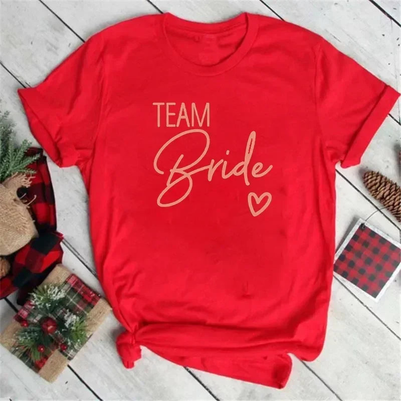Bachelorette Party Tshirt Love Heart Team Bride Squad T-shirt Bridal Shower Top Bachelor Hen Party Wedding Engagement