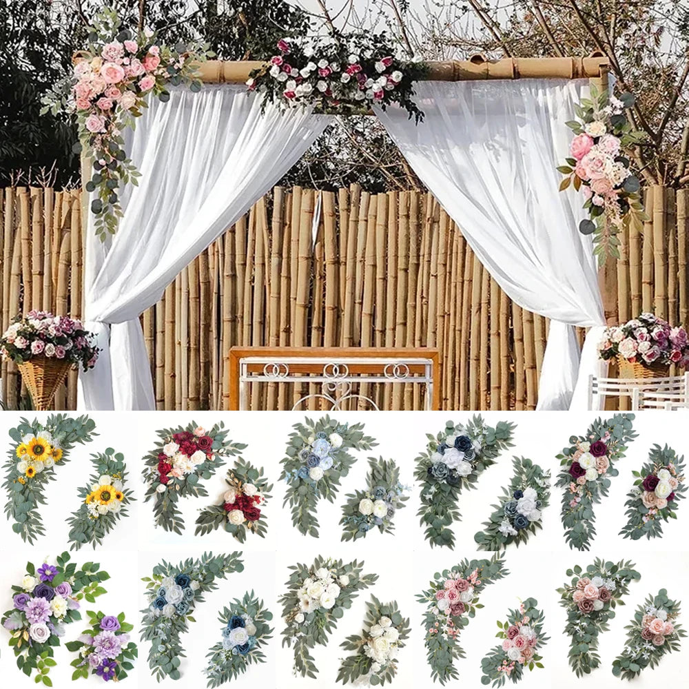 Romantic White Artificial Wedding Flowers Artificial Arch Flowers Artificial Wedding Arch Flowers Kit Wedding Welcome Sign Decor