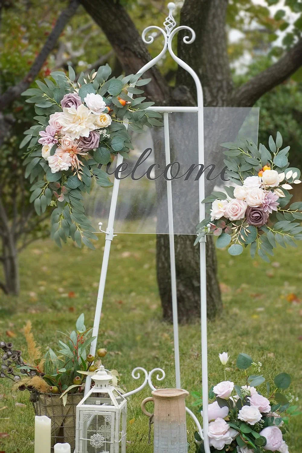 Romantic White Artificial Wedding Flowers Artificial Arch Flowers Artificial Wedding Arch Flowers Kit Wedding Welcome Sign Decor
