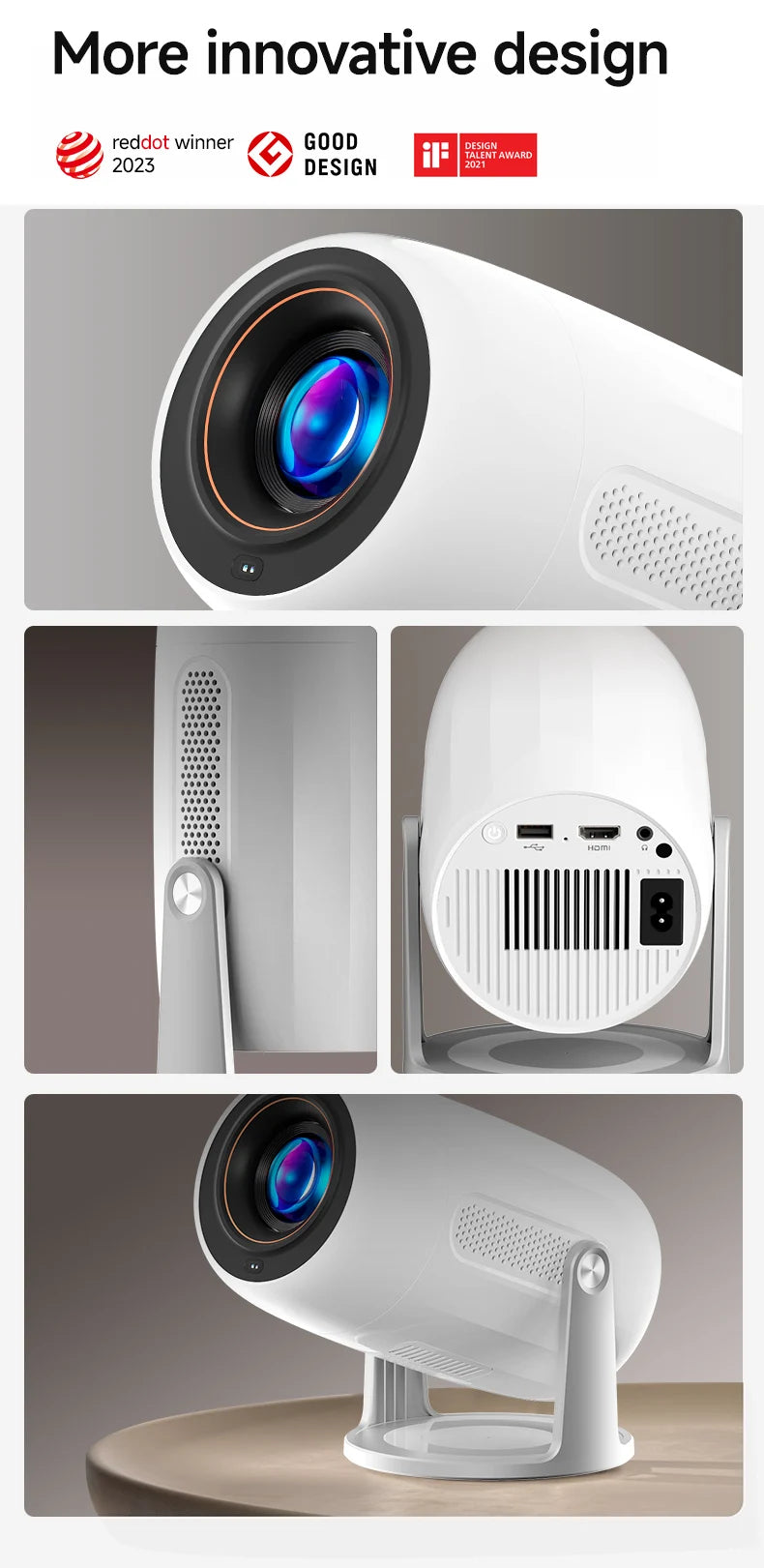 Lenovo Portable 4K Projector 100M Android 12 WIFI 6 TOF No-Sense Auto Focus Outdoor Full HD Projector Video Movie Home Theater