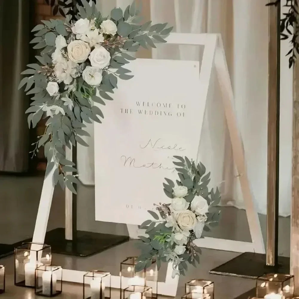 Romantic White Artificial Wedding Flowers Artificial Arch Flowers Artificial Wedding Arch Flowers Kit Wedding Welcome Sign Decor