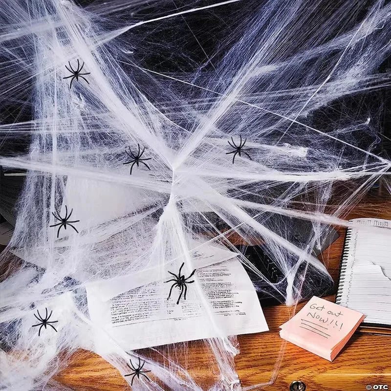 Halloween Decoration Party Accessories Decorations for Events Scream Festa Spider Web Black Outdoor Props Haunted House Spider