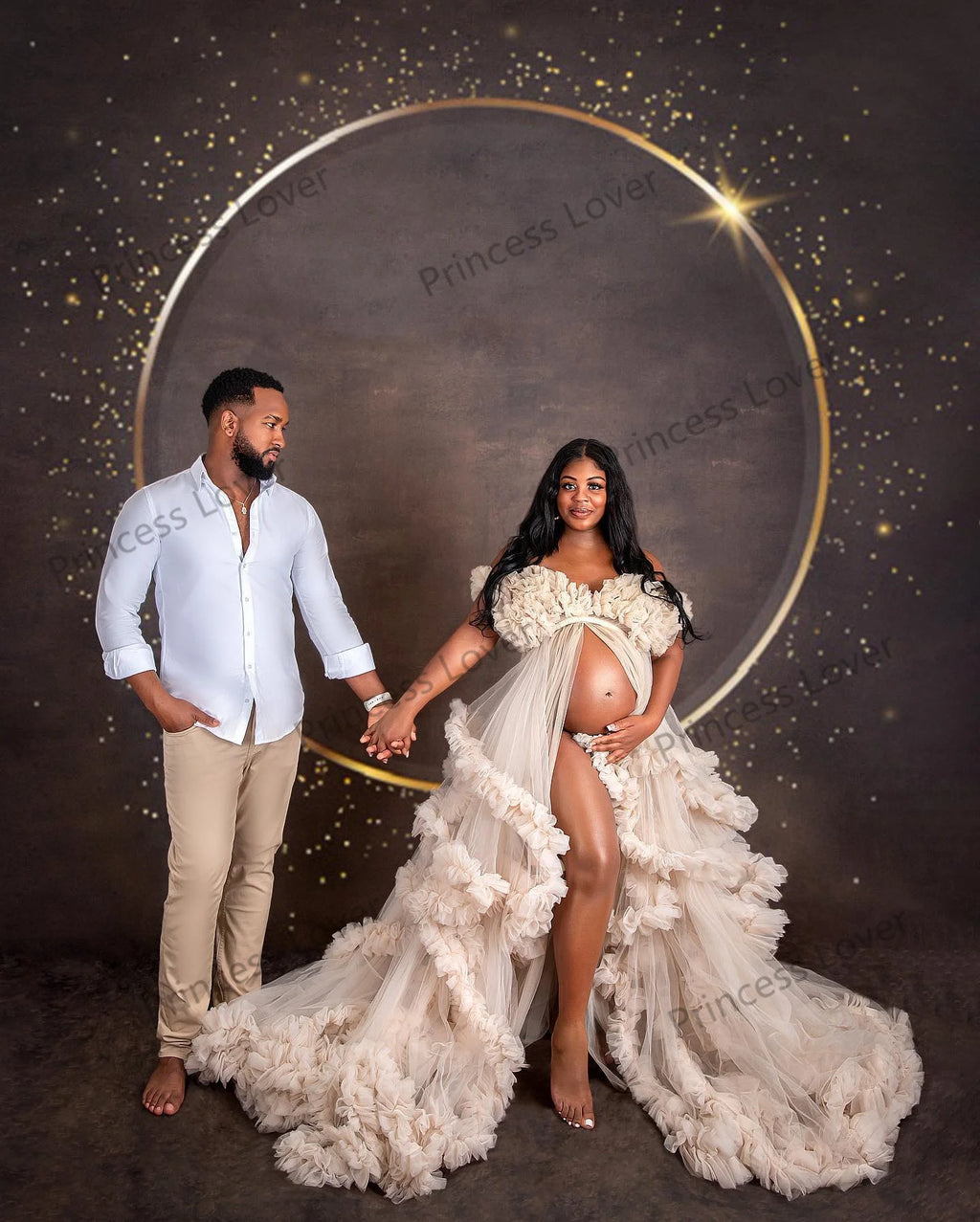 Ivory Ruffle Prom Dresses for Pregnant Women Tiered Tulle Photography Dressing Gown Elegant Baby Shower Vestidos Customized