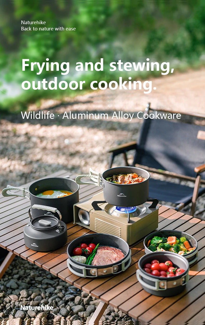 Naturehike Camping Cookware Kit Outdoor Frying Pan Portable Kettle Foldable Picnic Tableware Kitchen Utensils Cooking Utensils