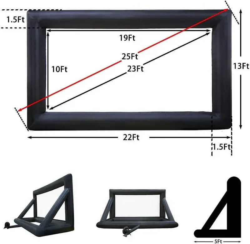 Outdoor 14-30Ft Inflatable Movie Screen with Stand Frame Movie Screen Use in Combination with blower
