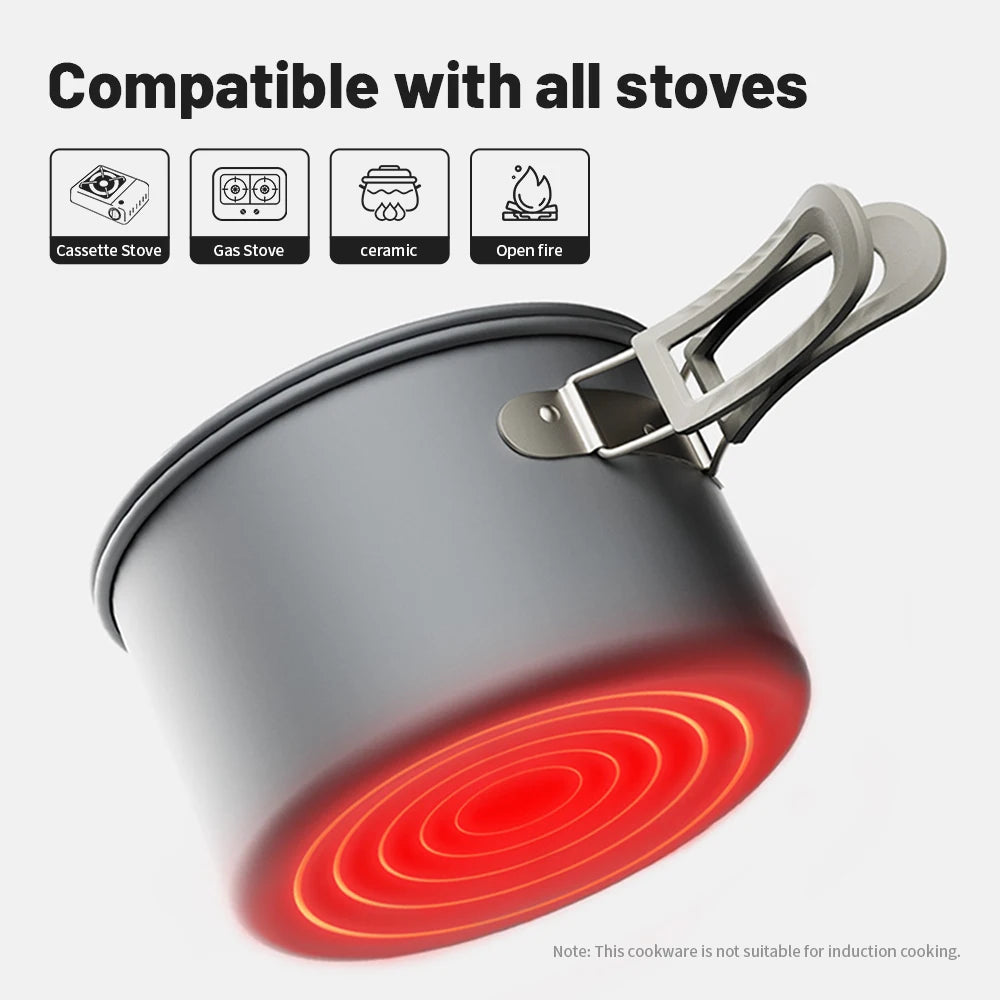 Naturehike Camping Cookware Kit Outdoor Frying Pan Portable Kettle Foldable Picnic Tableware Kitchen Utensils Cooking Utensils