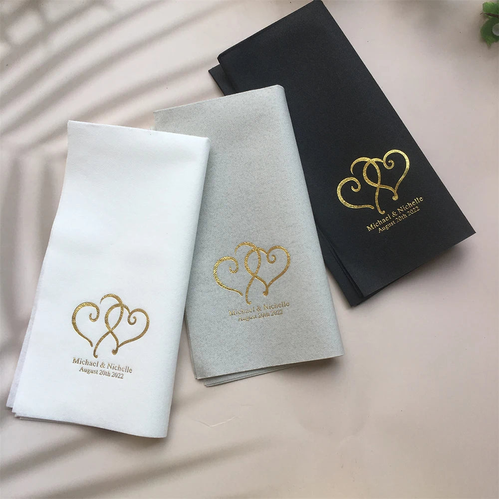 50pcs Personalized wedding napkins, Soft linen napkins disposable,Custom any name/date napkins,Dinner Napkins,Beverage Napkins