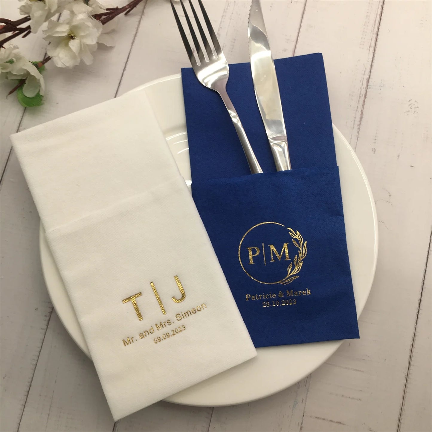 50pcs Personalized wedding napkins, Soft linen napkins disposable,Custom any name/date napkins,Dinner Napkins,Beverage Napkins