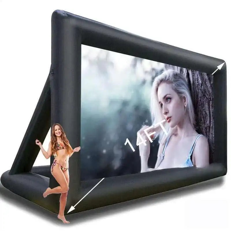 Outdoor Iatable 14/16Ft Projector Movie Film Screen For Home Backyard Party Games Theater Cinema With Fan