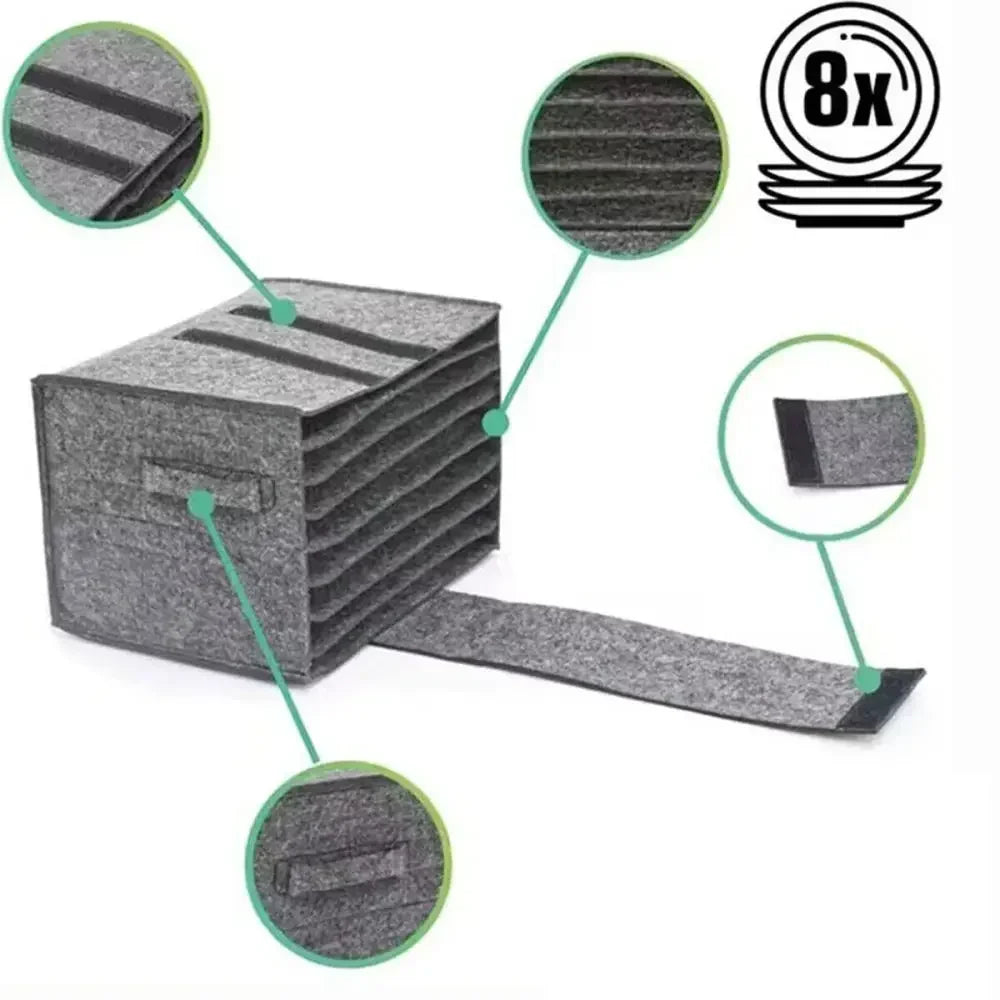 Felt Board Dish Cup Storage Bag Rack Thickened Camping Tableware Container RV Kitchen Cabinet Layered Plate Storage Box Camper