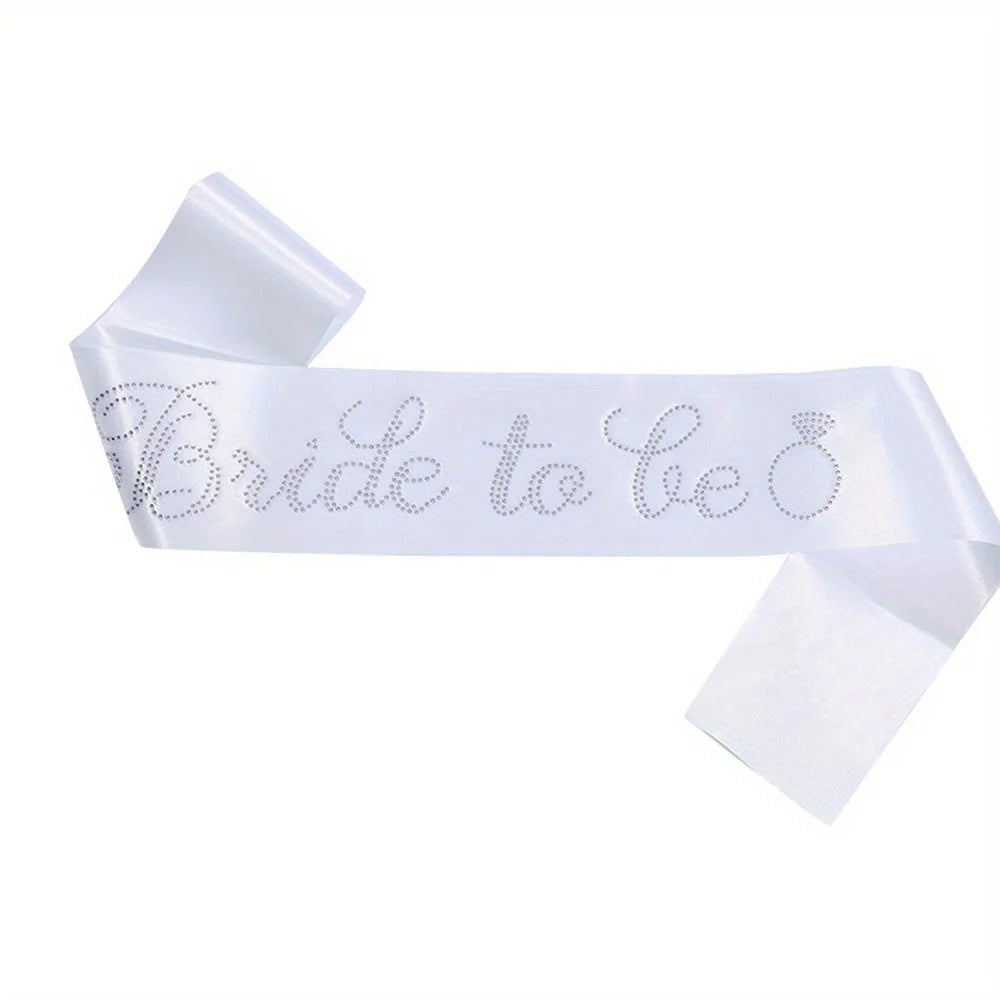 3 Pcs White Bachelorette Party Decorations Bridal Shower Crown Bride to Be Sash&Veil for Women Bachelorette Party Gifts