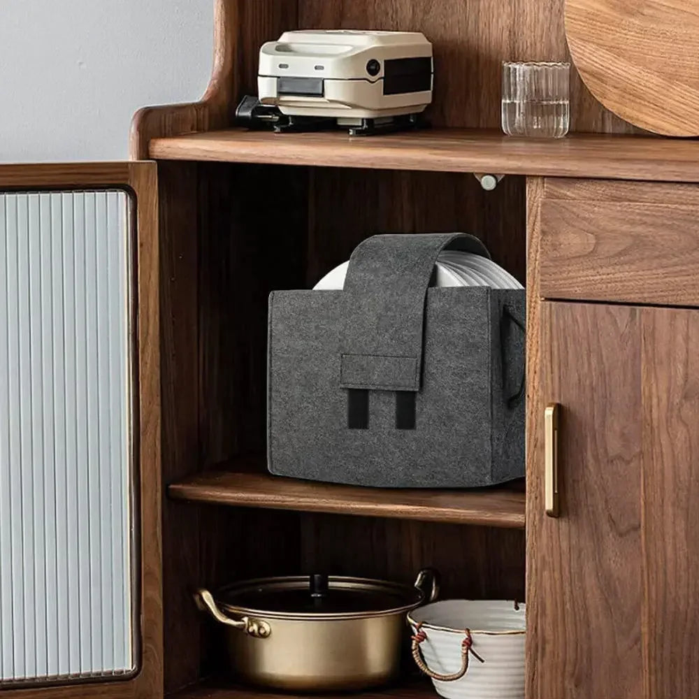 Felt Board Dish Cup Storage Bag Rack Thickened Camping Tableware Container RV Kitchen Cabinet Layered Plate Storage Box Camper