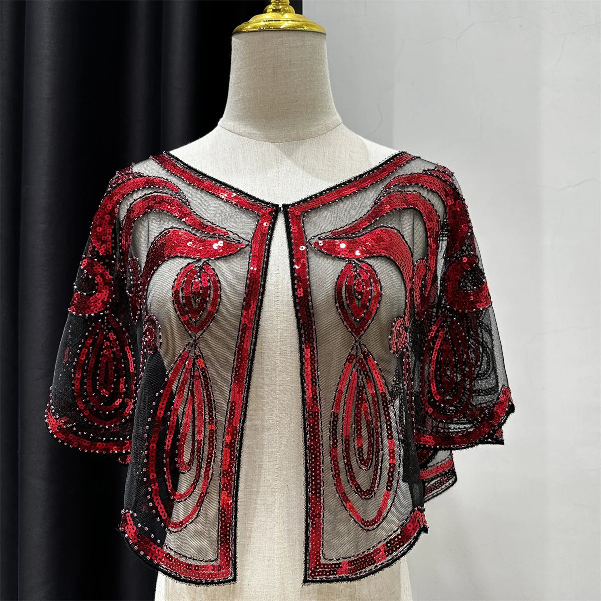 1920s Vintage Sequin Embroidered Flapper Shawl Thin Breathable Pullover Elegant Style Dress Matching Short Shawl For Women Party