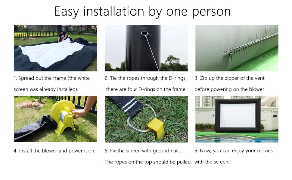 Outdoor 14-30Ft Inflatable Movie Screen with Stand Frame Movie Screen Use in Combination with blower