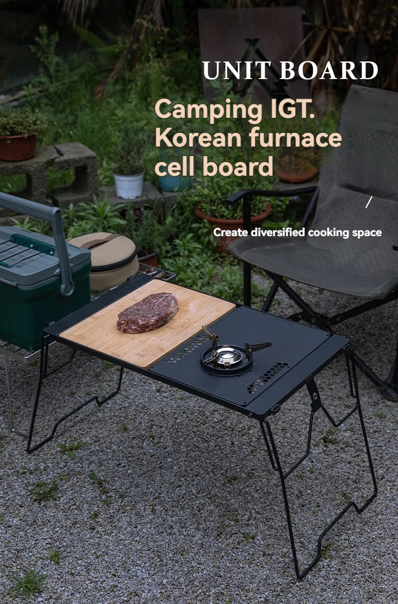 CAMPINGMOON Portable Camping IGT Korean Style Stove Unit Board Picnic Tea Table Multi-Purpose Middle Board for Outdoor Cooking