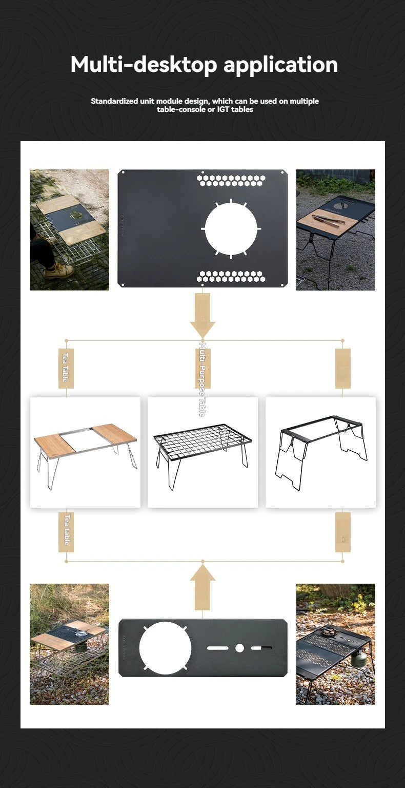 CAMPINGMOON Portable Camping IGT Korean Style Stove Unit Board Picnic Tea Table Multi-Purpose Middle Board for Outdoor Cooking