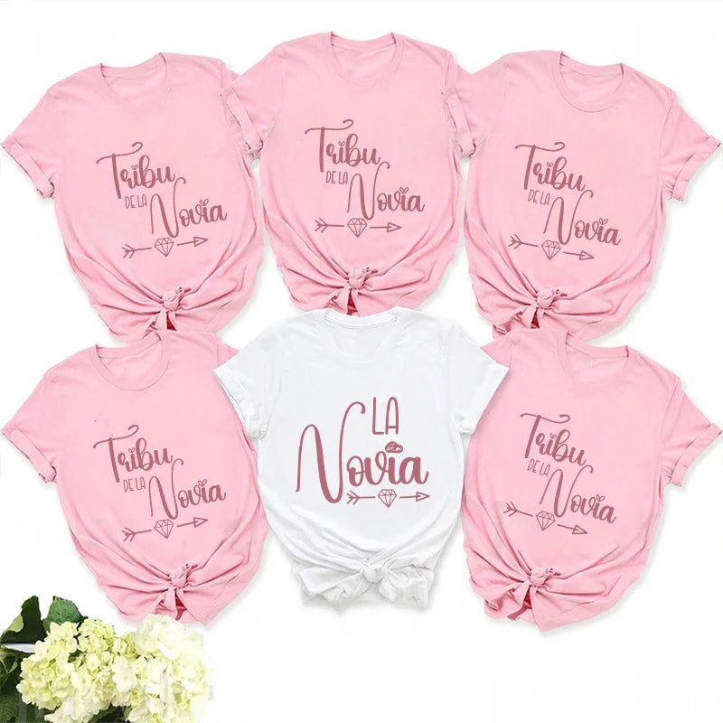 Spanish Girls Bachelorette Hen Party Tshirt Team Bride Squad Tops Women Single Farewell T-Shirt Bridal Shower Wedding Party Tees