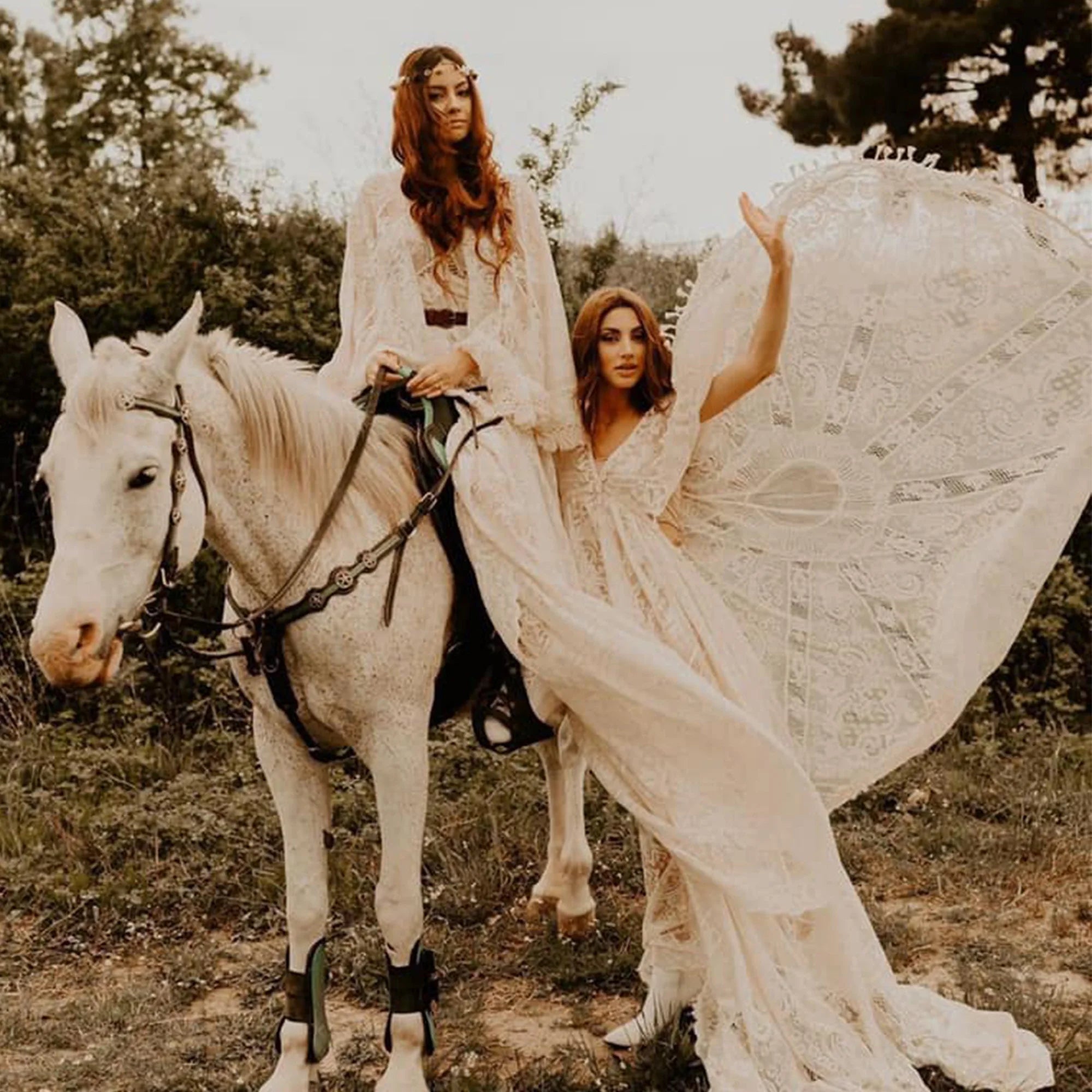 Don&Judy Maternity Dress Boho Photo shoot Maxi Long Sleeve Wedding Party Evening Ivory Gown for Bride Pregnant Women Photography