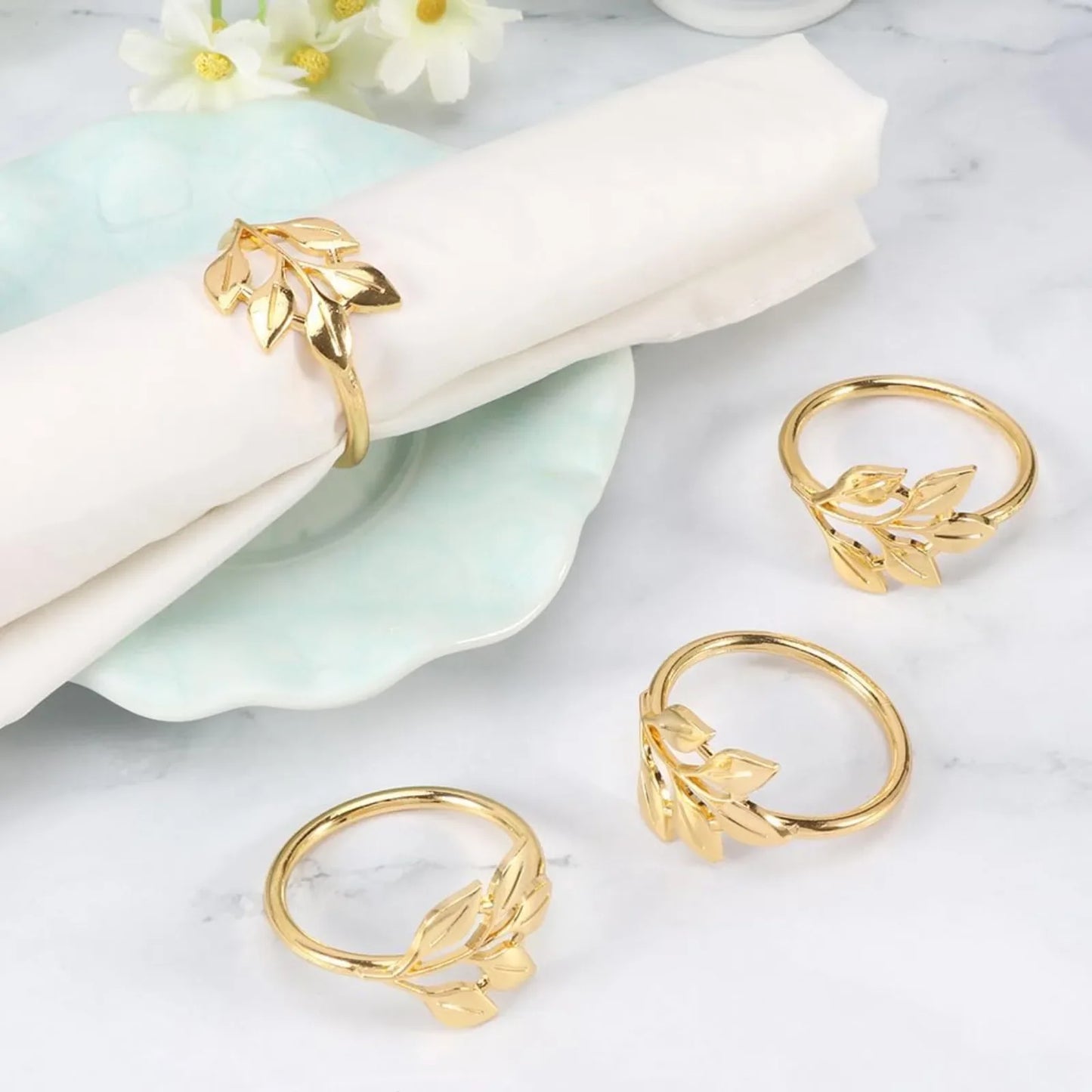 20 Pack Gold Napkin Rings, Reusable Smooth Edge, Easy To Clean, Napkin Buckle for Wedding Party  Table Decoration
