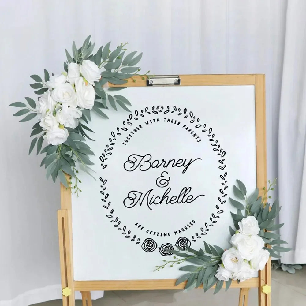 Romantic White Artificial Wedding Flowers Artificial Arch Flowers Artificial Wedding Arch Flowers Kit Wedding Welcome Sign Decor