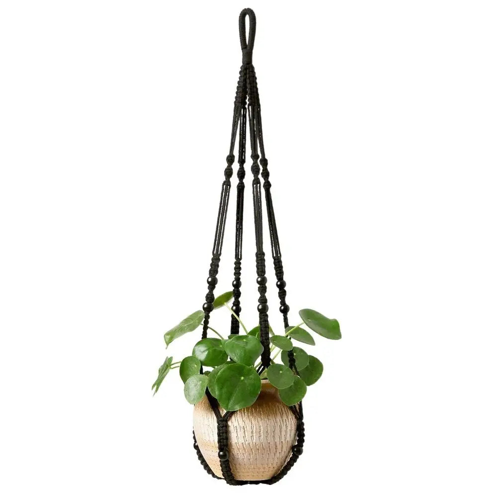 Boho Cotton Rope Hanger Flower Pot Handmade 4 Legs Plant Hanger Creativity Hollowed-out Design Tassel Hanging Basket Outdoor