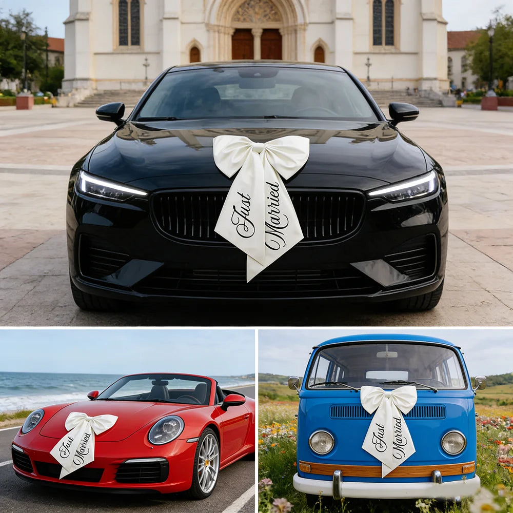 Just Married Car Bow Wedding Proposal Decoration Car Ribbon Engagement Bridal Shower Bachelorette Party Accessory Souvenirs