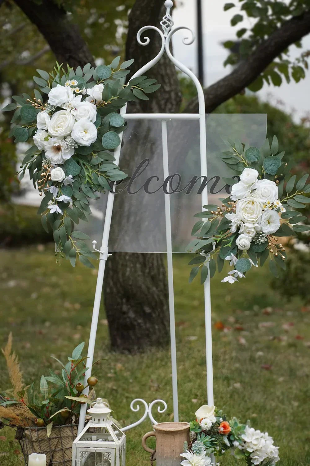 Romantic White Artificial Wedding Flowers Artificial Arch Flowers Artificial Wedding Arch Flowers Kit Wedding Welcome Sign Decor
