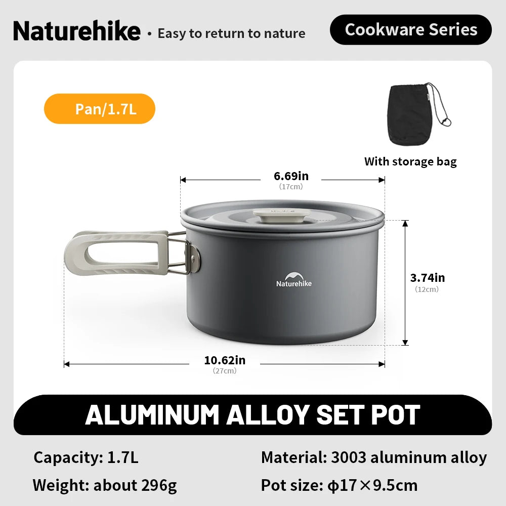 Naturehike Camping Cookware Kit Outdoor Frying Pan Portable Kettle Foldable Picnic Tableware Kitchen Utensils Cooking Utensils