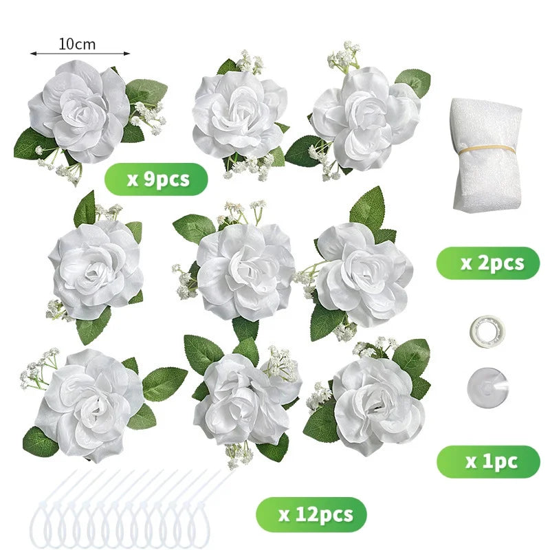 WEDDING CAR DECORATION ARTIFICIAL FLOWERS DECORATION FOR WEDDING CAR, WHITE