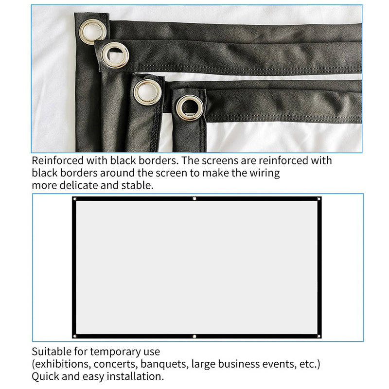 Portable Foldable Projector Screen 16:9 HD Outdoor Indoor Home Cinema Theater 3D Movie Accessories Roll-up Projector Screen