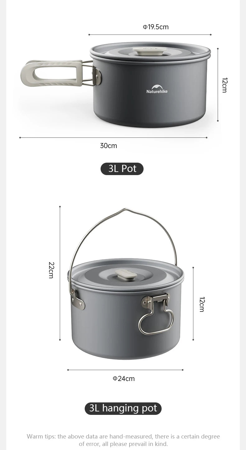 Naturehike Camping Cookware Kit Outdoor Frying Pan Portable Kettle Foldable Picnic Tableware Kitchen Utensils Cooking Utensils