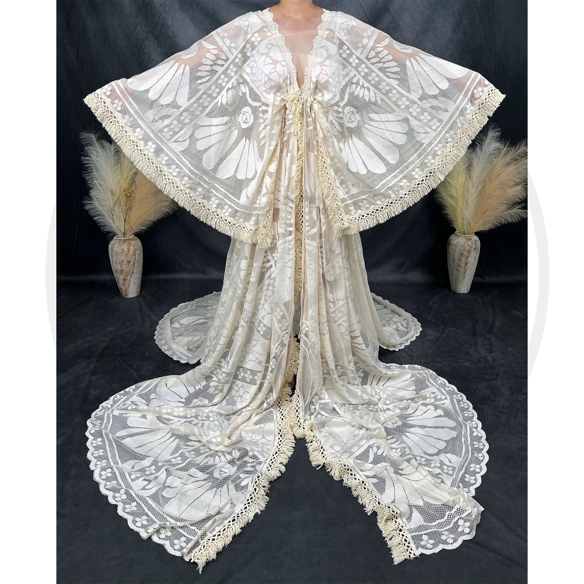 Don&Judy Maternity Dress Boho Photo shoot Maxi Long Sleeve Wedding Party Evening Ivory Gown for Bride Pregnant Women Photography