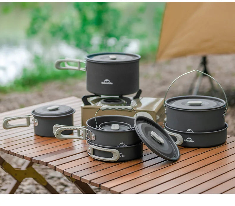 Naturehike Camping Cookware Kit Outdoor Frying Pan Portable Kettle Foldable Picnic Tableware Kitchen Utensils Cooking Utensils
