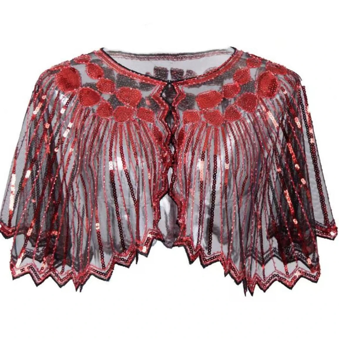 1 pcs 1920s Vintage Sequined Fringed Shrug Elegant Shawl For Women Beaded Cape Suitable For Formal Party Wedding Harem Night