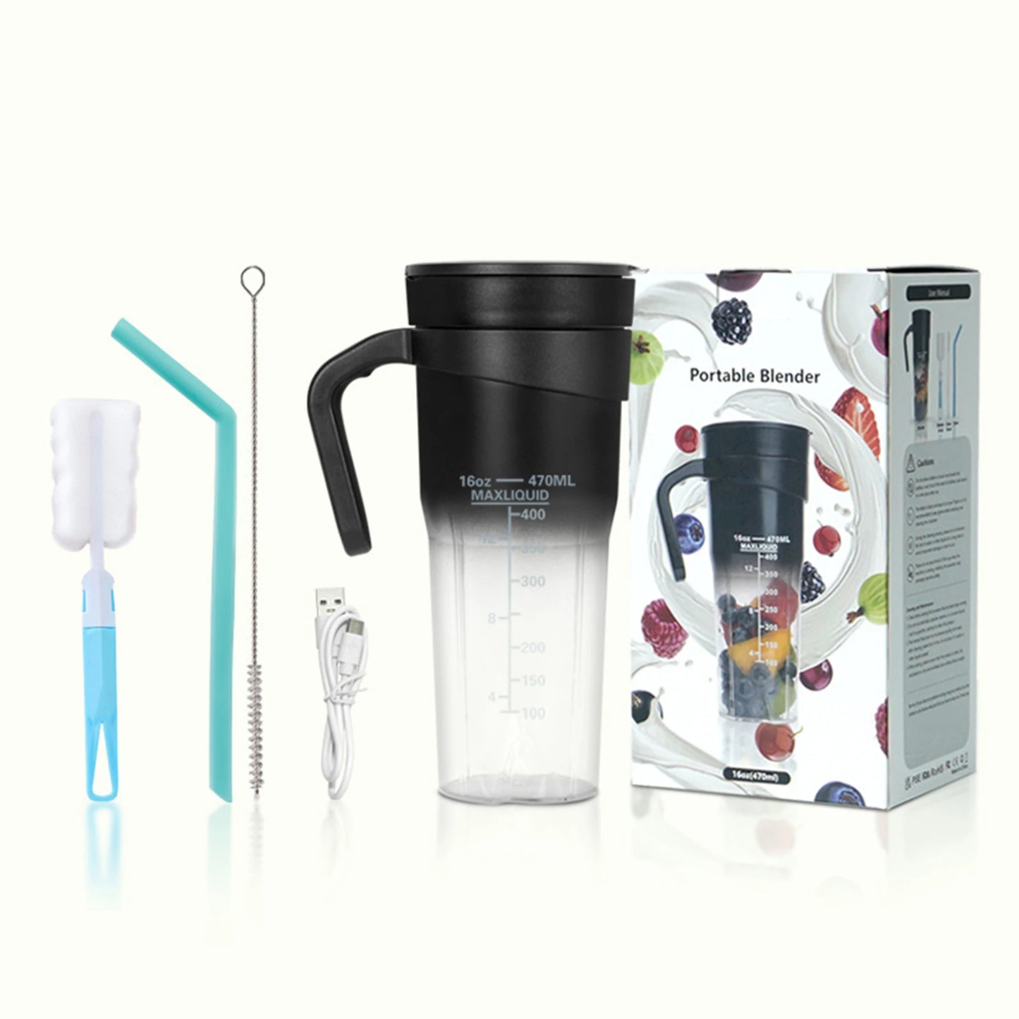 Portable Fruit Juicer 6 sharp Blades Rechargeable Personal Multifunctional Handheld Mini Blender Cup for Shakes and Smoothies