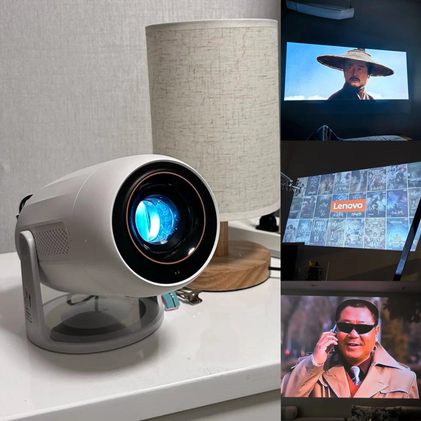 Lenovo Portable 4K Projector 100M Android 12 WIFI 6 TOF No-Sense Auto Focus Outdoor Full HD Projector Video Movie Home Theater